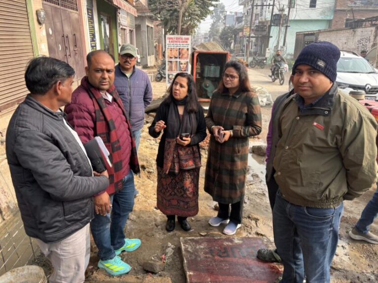 शहाबुदीनपुर में नाला निर्माण कार्य का पालिकाध्यक्ष मीनाक्षी स्वरूप ने किया निरीक्षण