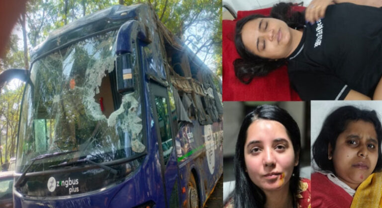 मुजफ्फरनगर–दिल्ली-देहरादून हाईवे पर बेकाबू होकर पलटी टूरिस्ट वॉल्वो बस