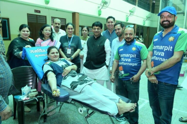 अंतरराष्ट्रीय महिला दिवस पर एमजी पब्लिक स्कूल में रक्तदान शिविर