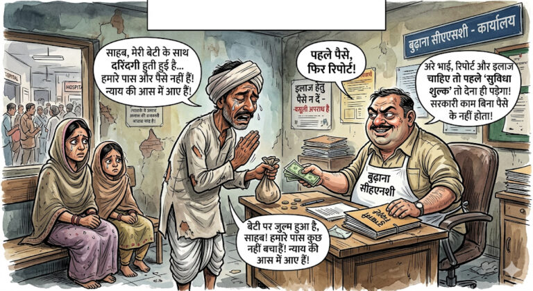 बुढ़ाना सीएचसी में दुष्कर्म पीड़िता के परिजन से अवैध वसूली