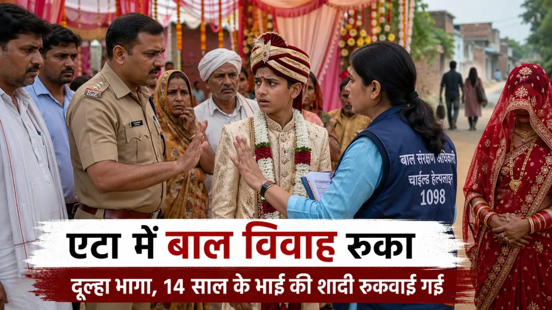 एटा के पिलुआ क्षेत्र में 14 वर्षीय किशोर की शादी रुकवाने पहुंची पुलिस और चाइल्ड हेल्पलाइन टीम