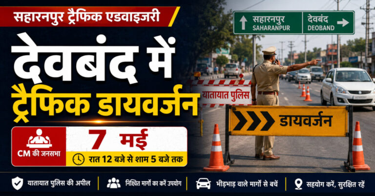 देवबंद में CM की जनसभा कल, रात 12 बजे से ट्रैफिक डायवर्जन