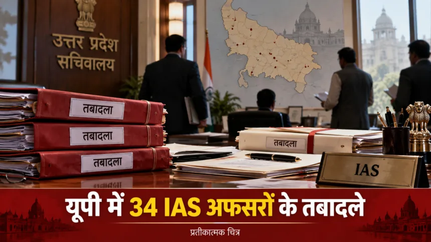 उत्तर प्रदेश में 34 आईएएस अधिकारियों के तबादले और 14 जिलों में नए डीएम की नियुक्ति